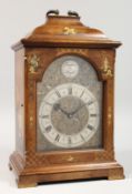A GEORGE III DESIGN WALNUT CASED BRACKET CLOCK, 20th Century, with Chinoiserie decorated case, and