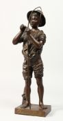 ADOLPHE JEAN LAVERGNE (ACTIVE 1863-1928) A BRONZE BOY with a fishing rod 