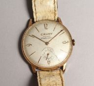 A CAUNY PRIMA CENTENARIO WRISTWATCH with leather strap, No. 93 1438 176.
