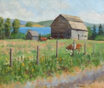 MARGARET THOROLD The Farmstead. Signed, oil on board. 20ins x 24ins.