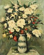 RACHEL AUSTIN Flowers in a vase. Signed, oil on canvas. 23ins x 20ins.