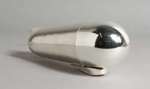 A SILVER PLATE ZEPPELIN COCKTAIL SHAKER. 9.5ins high.