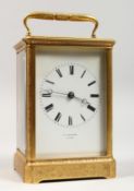 A SUPERB LARGE FRENCH BRASS CARRIAGE CLOCK by F. L. HAUSBURG A. PARIS, No. 2655, in an engraved