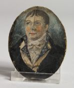 19TH CENTURY ENGLISH SCHOOL Head and shoulders of a man. Unframed. 2.25ins x 1.75ins.