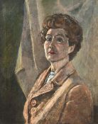 ENGLISH SCHOOL, CIRCA. 1950 Portrait, head and shoulders of a lady. Oil on canvas. 20ins x 16ins.