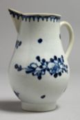 AN 18TH CENTURY LIVERPOOL SPARROW BEAK JUG painted in blue with Profile Bud pattern.