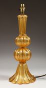 A GOOD GLASS MURANO BAROVIER TORSO LAMP (Cordonato d'Oro). 17ins high.