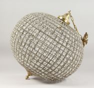 A LARGE CRYSTAL BALL CHANDELIER. 18ins diameter.