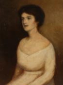 ENGLISH SCHOOL Half-length portrait of a lady. Oil on panel. 29ins x 22ins.