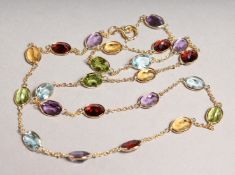 A GOOD 18CT YELLOW GOLD GEM SET NECKLACE.