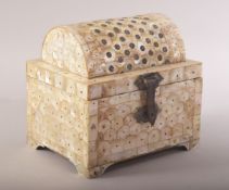 A TURKISH OTTOMAN PALESTINE MOTHER OF PEARL QURAN BOX, the box completely made up of shaped mother