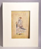 A VERY FINE INDIAN MINIATURE PAINTING ON PAPER, depicting a standing male figure - possibly royal,