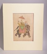 A VERY FINE INDIAN MINIATURE PAINTING ON PAPER, depicting a dignitary within a howdah atop an