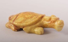 A CHINESE HARDSTONE CARVING of a mythological beast, 8.5cm long.