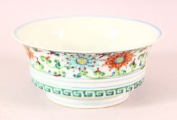 A GOOD CHINESE FAMILLE VERTE PORCELAIN BOWL, painted with colourful flowers, the interior painted