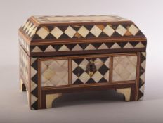 A TURKISH OTTOMAN ISLAMIC INLAID WRITING BOX, the box inlaid with mother of pearl and tortoiseshell,