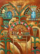 Benyamin Long (20/21st century) Israeli, an abstract landscape, mixed media, signed, 24