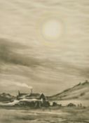 Circle of Stow Wengenroth, An outpost in the wilderness, tinted lithograph, (unframed).