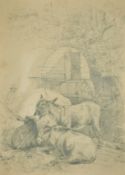 Circle of George Morland, Donkeys by a gypsy caravan, 16