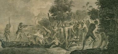 Benard Direx after William Hodges, A group of four 18th Century engravings, scenes of Captain Cook's