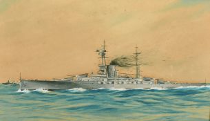 A watercolour study of a battleship, 11