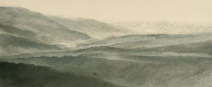 Vince Tutton (1944-2016) British, 'View from Lascole D'Elsa, Tuscany', circa 1988, charcoal and