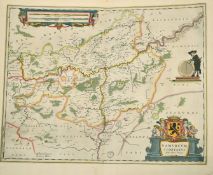 'Namurcum Comitatus Auctore Iohann Surhonio', after Blaeu, a 17th Century outline coloured map,