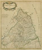 Northumberland by Robert Morden, hand coloured engraving, 18th Century, 17.25