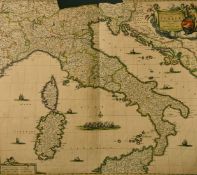 Frederik de Wit, 'Dominii Veneti in Italia, a hand-coloured 17th/18th Century map, trimmed, 19