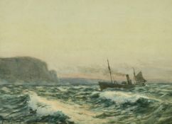 Augustus Morton Hely Smith (1862-1941) British, A steamship off the coast, watercolour, signed,