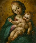 17th/18th Century Continental School, Madonna and child, oil on copper, 3.75