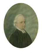 J. Chubb, Miniature portrait of a clergyman, oval watercolour, signed, numbered 12 and dated 1775,