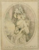 After John Downman (1750-1824) A coloured lithograph, Portrait of a lady, published 1909, trade
