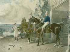 Charles Hunter after Herring, 'No. 2 Post Horses', hand coloured aquatint, 24.5