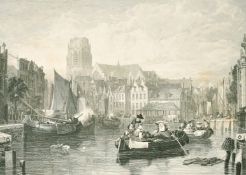 A group of seven 19th Century unframed engravings, rolled, bearing stamp 'Victoria and Albert Museum