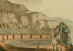 A pair of prints circa 1803 of Egyptian subjects, the ancient theatre of Cacamo, and the Grotto by