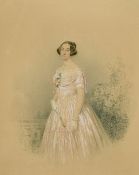 William Spence Robinson (19th Century) British, A portrait of Mary Hannah Roberts in a formal garden