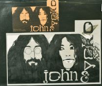 Gloria Cross, Illustration of John Lennon and Yoko Ono, original ink with white heightening along