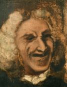 Circle of Thomas Rowlandson, Head study of a man wearing a wig, oil on panel, 6,25