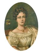 19th Century School, A bust length portrait of a seated female figure, reputedly Louise de la Forest