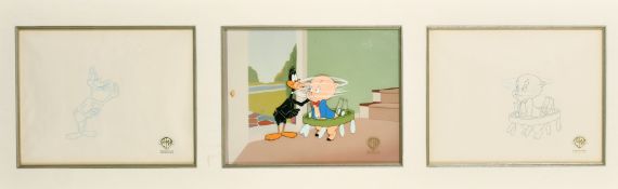 Warner Brothers Production Art 1994, 'Daffy Ducks Quackbusters', three illustrations of Daffy Duck