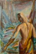 Phillys Bray (1911-1991) British, a scene of Christ by a sea of fish, oil on canvas, signed with