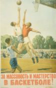 Russian, Circa 1953, a framed poster advertising a basketball tournament, 33