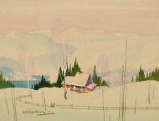 Graham Norwell, A pair of watercolours, A house in the mountains in Winter 6.25