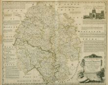 An accurate map of the county of Hereford...., by Emanuel Bowen, outline coloured, engraving, 18th