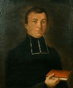 19th Century French School, A half-length portrait of a cleric, oil on canvas, 18.5