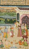 19th Century Indian School, Krishna dancing with his ladies in waiting, 10 x 6.25