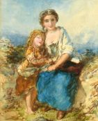 After James John Hill (1811-1882) British, A mother and child in an outdoor setting, watercolour,