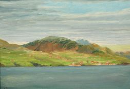L.S. circa 1930, a pair of oil on panel coastal scenes, signed with initials, each 5