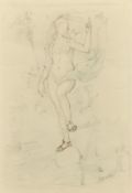 Circle of Leon Victor Solon, A sketch of a classical female figure, pencil and ink, 9.75